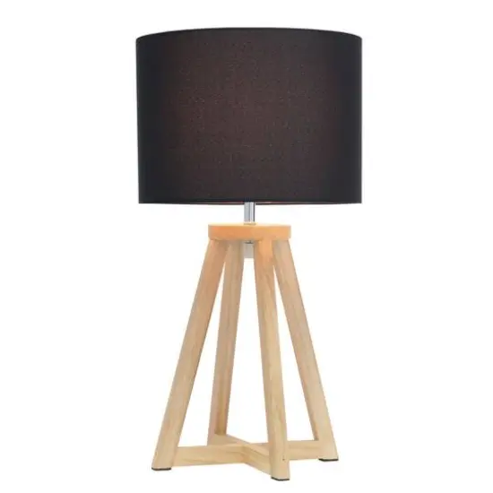 Simple Designs 19" Interlocked Triangular Natural Wood Table Lamp with Black Shade Natural and Black {3}