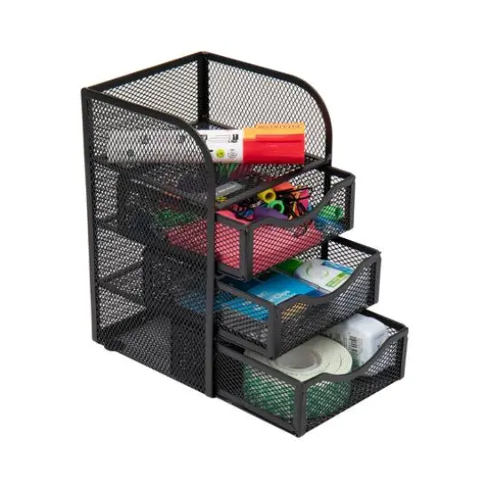 Mind Reader Black 3 Drawers Mini Desk Office Supplies Organizer {7}