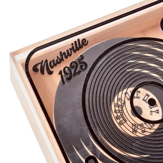 American Art Decor Grand Ole Opry Nashville 1925 Vinyl Record Wooden Coaster Set of 6 - 2.75" H x 5.5" L {4}