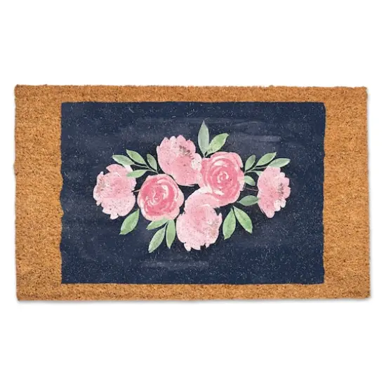 Sweet Florals on Navy Doormat {1}