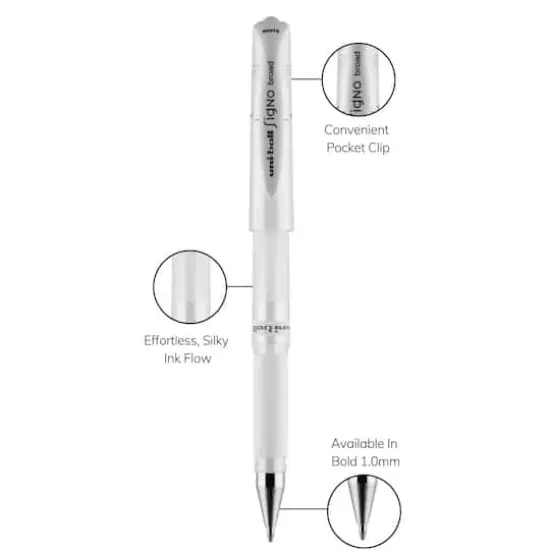 uniball&trade; GEL IMPACT 1mm White Gel Pens, 3ct. {7}
