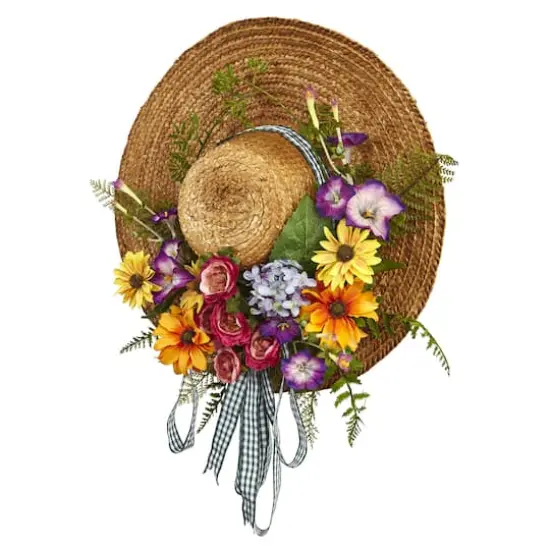 18" Mixed Flower Hat Wreath {4}