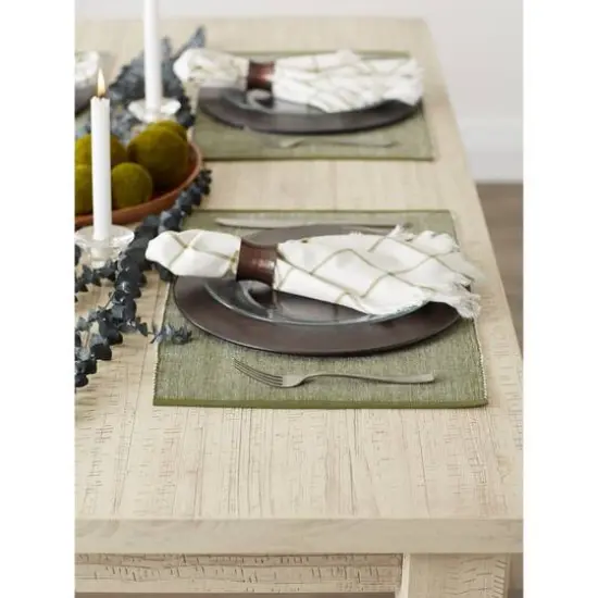 DII&reg; 2-Tone Ribbed Placemats, 6ct. Sage and white {6}