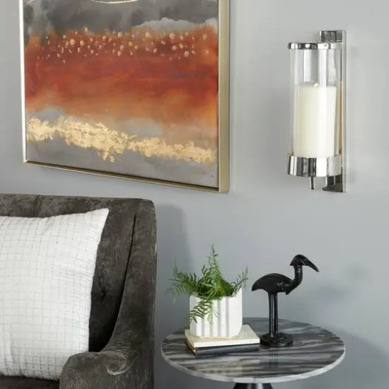 Silver Aluminum Contemporary Wall Sconce, 16" x 5" x 7" {8}