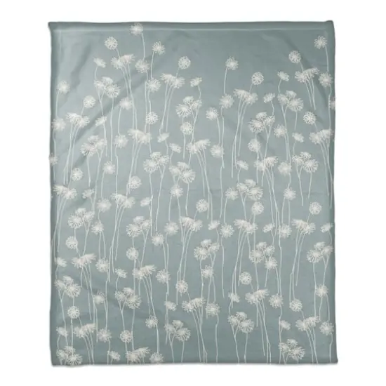 Blue & White Floral Fall Fleece Blanket {1}