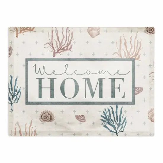 Welcome Home Multi Shell Coral & Plus Cotton Twill Placemat Blue/White {1}
