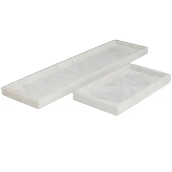CosmoLiving by Cosmopolitan White Marble Slim Tray Set {1}