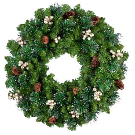 24" Crestwood&reg; Clear Lights Pre-Lit Gold Spruce Wreath {6}