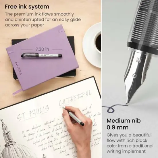 Arteza&reg; Medium Black Disposable Fountain Pens, 12ct. {5}