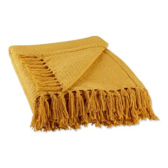 DII&reg; Honey Gold Solid Ribbed Throw {1}