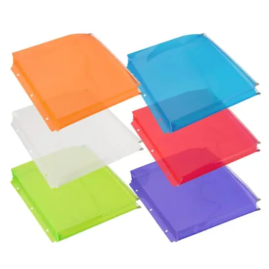 JAM Paper 9.75" x 13" Assorted Zip Closure 3-Hole Punch Plastic Envelopes, 6ct. {6}