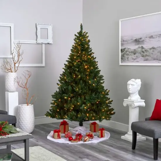 7ft. Pre-Lit Northern Rocky Spruce Artificial Christmas Tree, Clear LED Lights {7}