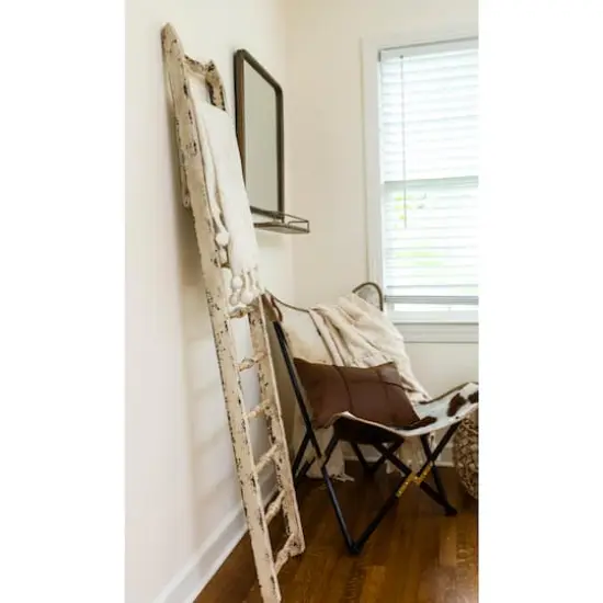 Hello Honey&reg; 6ft. Distressed White Decorative Wood Ladder {3}