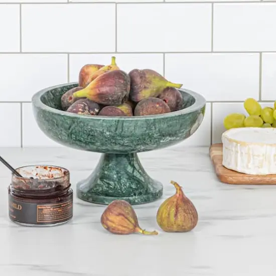 Hello Honey&reg; 8" Green Marble Footed Pedestal Bowl {3}