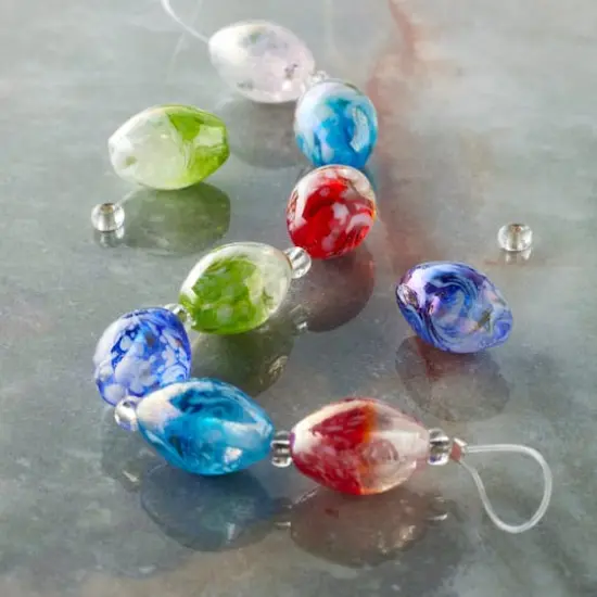 Multicolor Lampwork Glass Marbled Beads by Bead Landing&trade; {3}