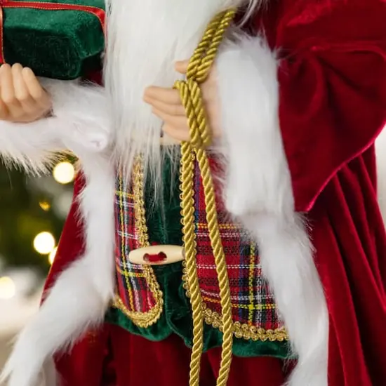 Glitzhome® 24"H Faux Fur Christmas Traditional Santa Figurine {7}