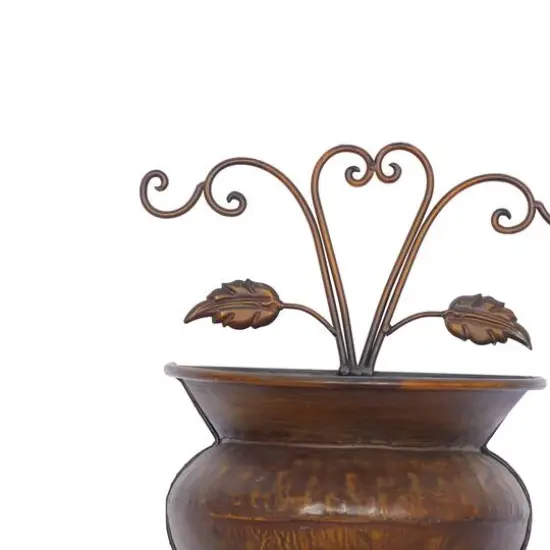 18" Dark Brown Iron Traditional Planter {4}