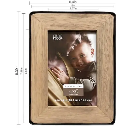 Expressions&trade; 4" x 6" Natural Wood & Black Frame by Studio D&eacute;cor&reg; {4}