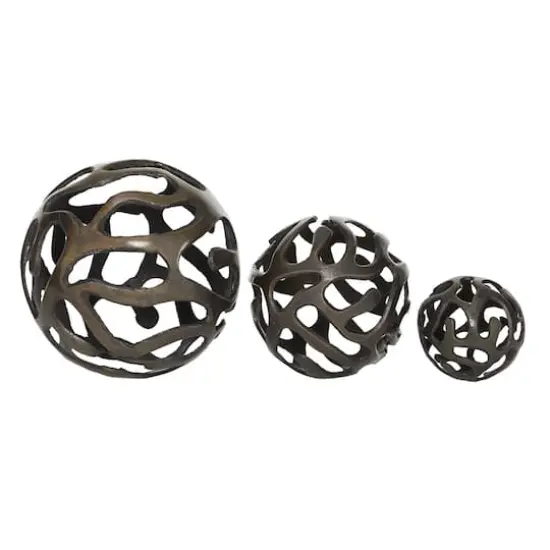 Brass Aluminum Contemporary Decorative Orbs Set {1}