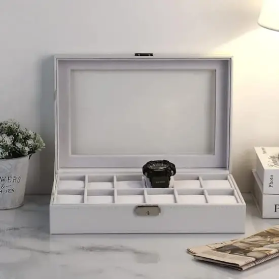 Daisy White Dozen Leather Watch Box {7}