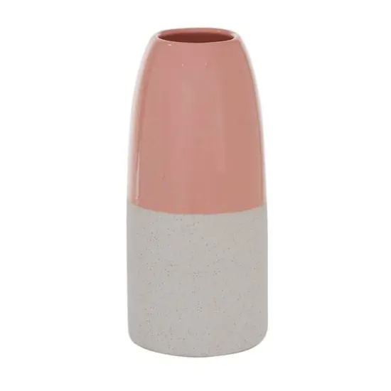 Pink Ceramic Modern Vase, 11" x 5" x 5" {1}