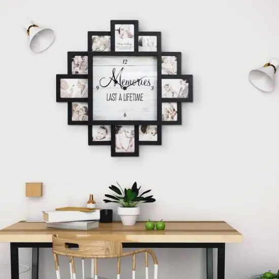 Black"Lifetime Memories" Picture Frame Wall Collage Clock {3}