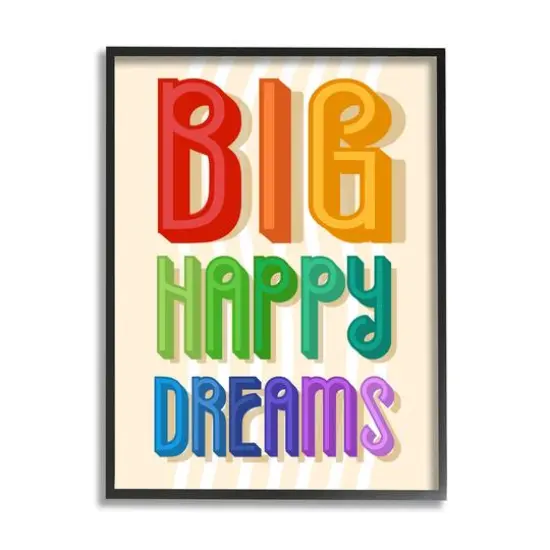 Stupell Industries Big Happy Dreams Wall Art in Black Frame {1}