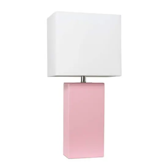 Lalia Home Lexington 21" Leather Home D&eacute;cor Table Lamp Pink {1}