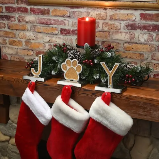 5" Gold Sparkle JOY Stocking Holders, 3ct. {3}