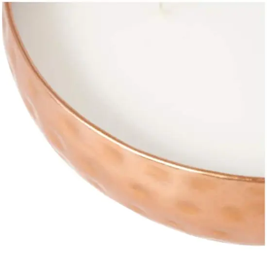 7" White Tropical Breeze Scented 3-Wick Candle with Hammered Copper Container {4}