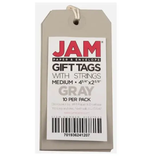 JAM Paper Medium Gift Tags with String Gray {4}