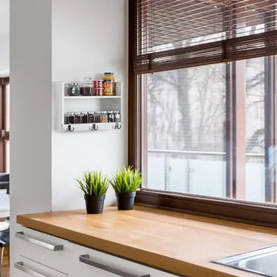 Rustic Wood Floating Storage Shelf with 3 Hooks Gray White {6}