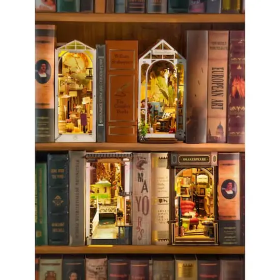 Rolife Bookstore Book Nook Shelf Insert DIY Miniature Kit {10}