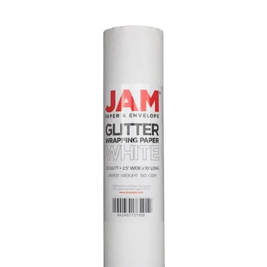 JAM Paper Glitter Gift Wrap White {6}