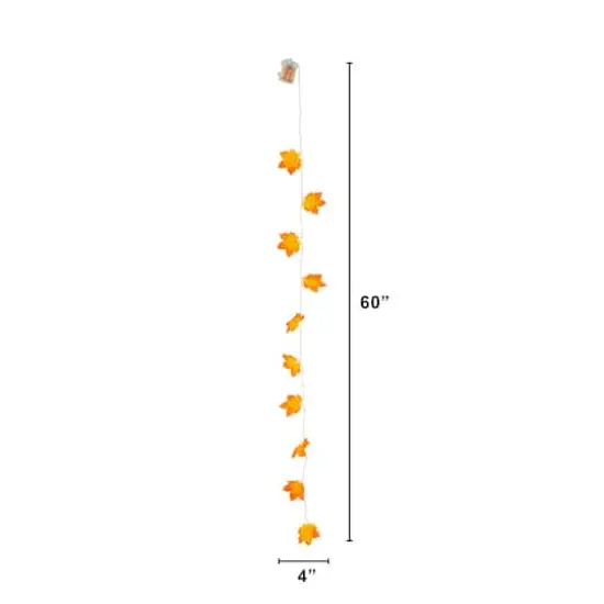 5ft. Pre-Lit Autumn Maple Leaf Artificial Fall Garland with 10 Warm White LED String Lights - Set of 3 {3}