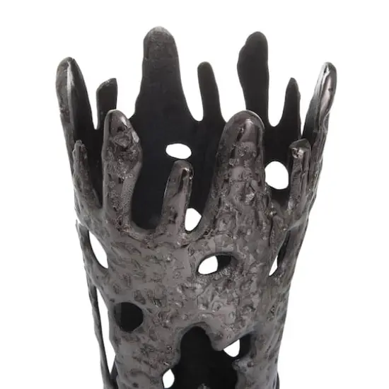 Set of 2" Black Aluminum Contemporary Vases, 20" x 7" x 6" {5}