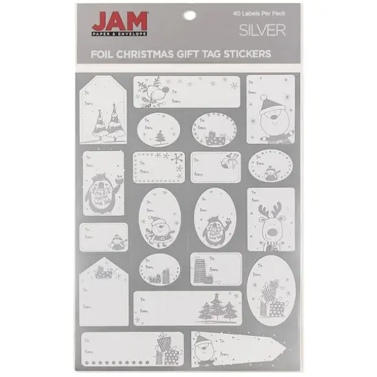 JAM Paper Matte Silver Foil Christmas Gift Tag Stickers {1}