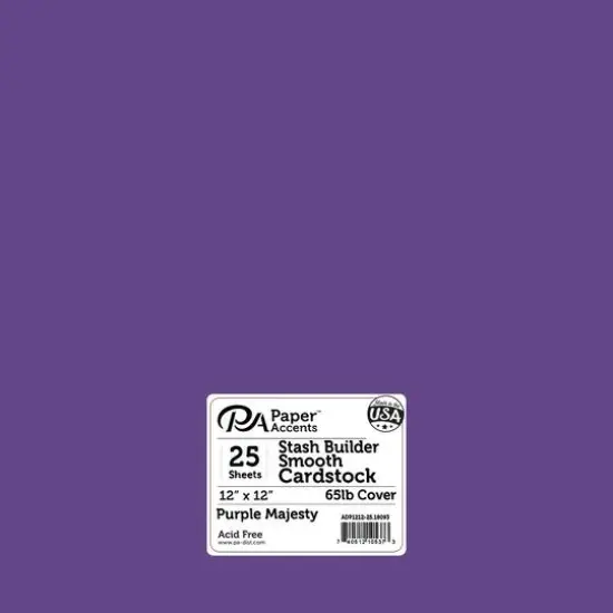 PA Paper&trade; Accents Stash Builder 12" x 12" 65lb. Smooth Cardstock, 25 Sheets Purple Majesty {1}