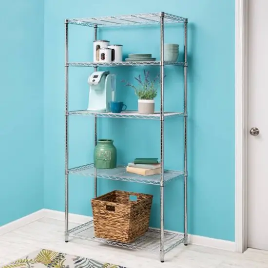 Honey Can Do 5-Tier Heavy-Duty Adjustable Shelving Unit Chrome {8}
