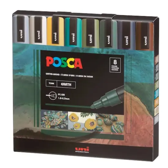 POSCA PC-5M Medium Tip Earth Tones Paint Marker Set {3}