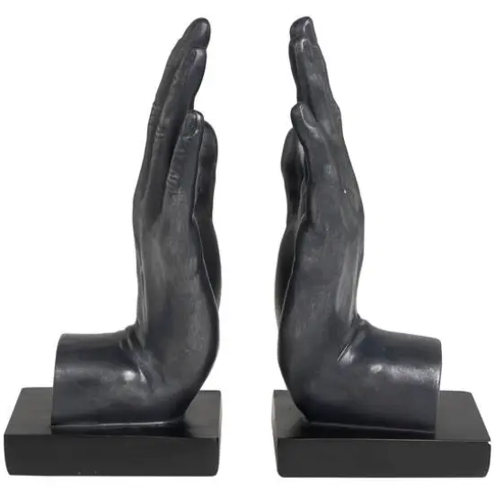 9.5" Black Polystone Hand Bookends, 2ct. {1}