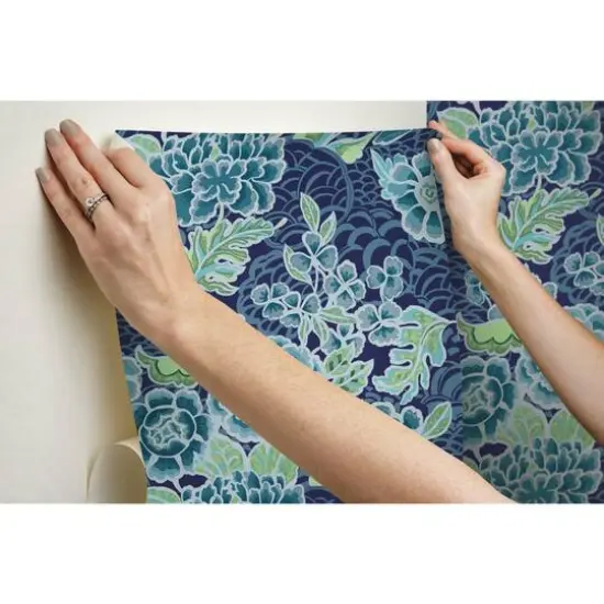 RoomMates Zen Garden Peel & Stick Wallpaper Blue/Green {10}