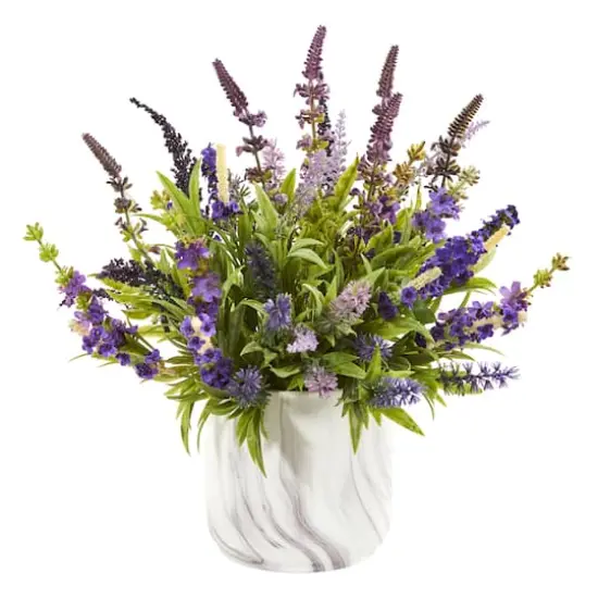 15" Lavender Arrangement in Marble Vase {1}