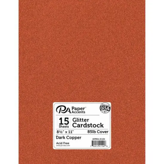 PA Paper™ Accents Glitter 8.5" x 11" Cardstock, 15 Sheets Dark Copper {1}