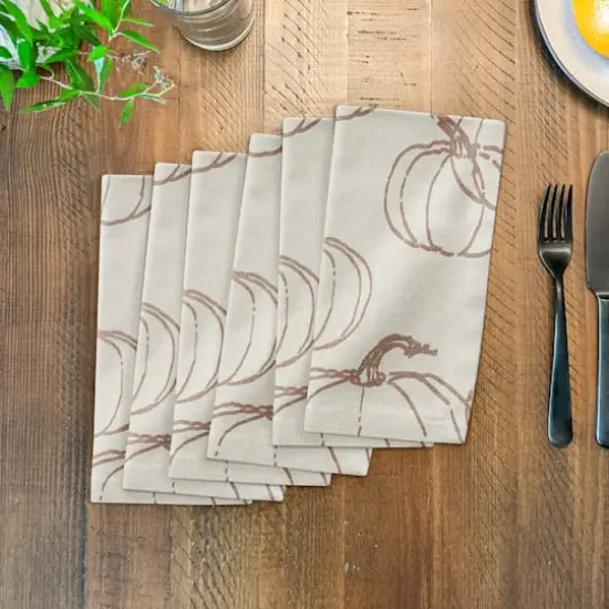 Dusty Rose Multi Pumpkin Pattern Cotton Twill Napkin {4}