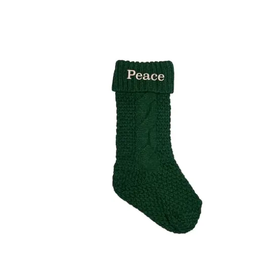 18" Peace Serif Stocking Green {1}