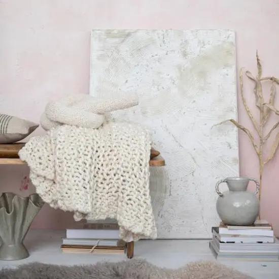 Hello Honey&reg; 9.25" Cream Reactive Glaze Stoneware Vase with Twisted Handle {6}