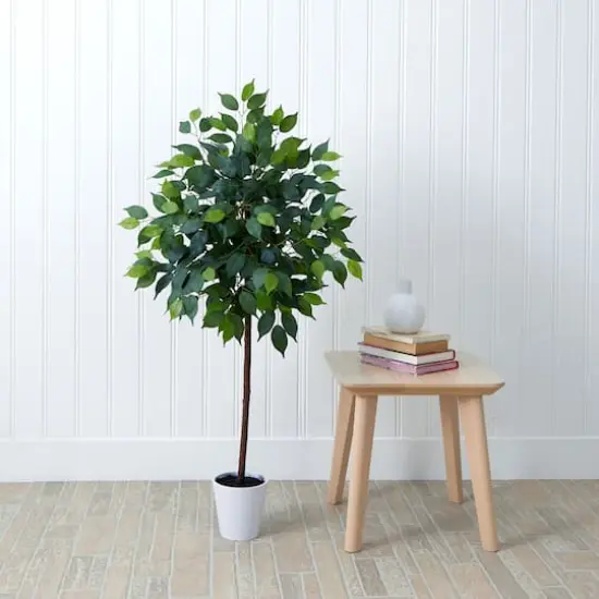 4ft. Artificial Ficus Tree with Decorative Planter {5}