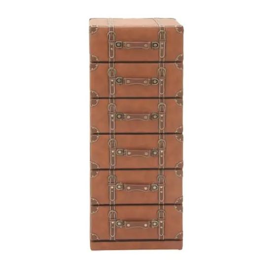 42" Tan Faux Leather Traditional Chest {1}