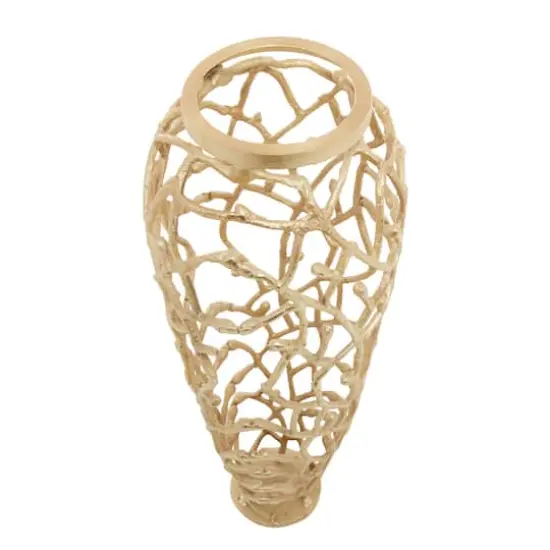 Gold Aluminum Contemporary Vase, 9" x 9" x 23" {3}